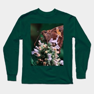 Silver-Spotted Skipper Butterfly. Macro Photograph Long Sleeve T-Shirt